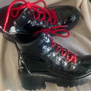 Stylish Black Boots with Red Laces